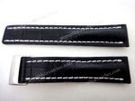 Aftermarket Breitling Black Real Leather strap -24mm